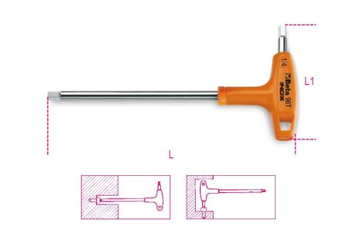 Beta 96TINOX-AS 1/4 T szárú belső hatlapfejű kulcs műanyag markolattal, rozsdamentes acélból (000961868)