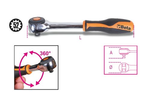 Beta 910/58 Irányváltós racsni 3/8" 52 fogú (009100884)