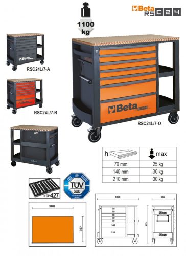 Beta RSC24L/7-A-7 FIÓKOS SZERSZÁMKOCSI OLDALPOLCCAL (024004377)