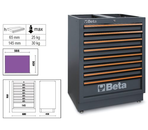 Beta C45PRO M8 8 fiókos rögzített modul a C45PRO műhelyberendezés összeállításhoz (045000238)