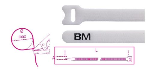 Beta BMBV2312 Tépőzáras kábelkötegelő szalag, fehér (BMBV2312)