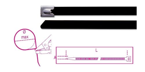 Beta BMSC1345 Önzáró rozsdamentes acél kábelkötegelő szalag fekete poliészter bevonatú (BMSC1345)