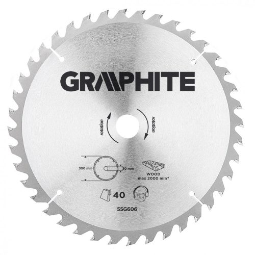 GRAPHITE Körfűrészlap, keményfém, 300x30mm, 40 fog (55H606)