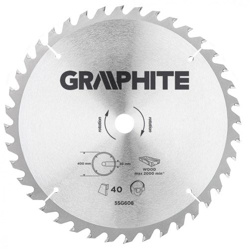 GRAPHITE Körfűrészlap, keményfém, 400x30mm, 40 fog (55H608)