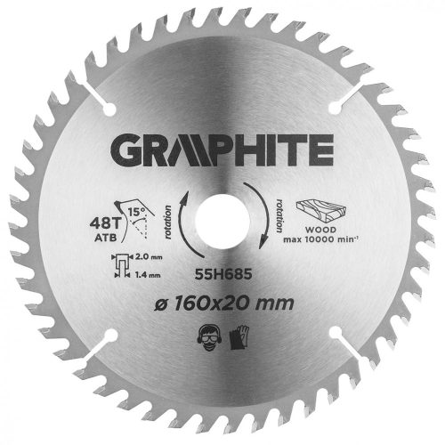 GRAPHITE Merülőfűrészlap keményfém fogakkal, 160x20mm, 48 fog (55H685)