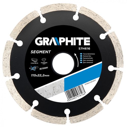 GRAPHITE Gyémánt vágókorong 115MM SZEGMENSES (57H616)