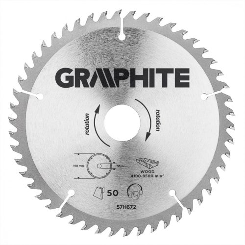 GRAPHITE Körfűrészlap keményfém fogakkal, 190x30mm , 50 fog (57H672)