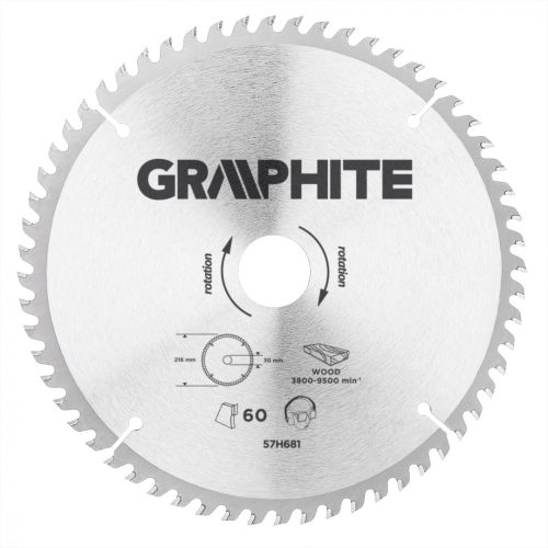 GRAPHITE Körfűrészlap keményfém fogakkal, 216x30mm , 60 fog (57H681)