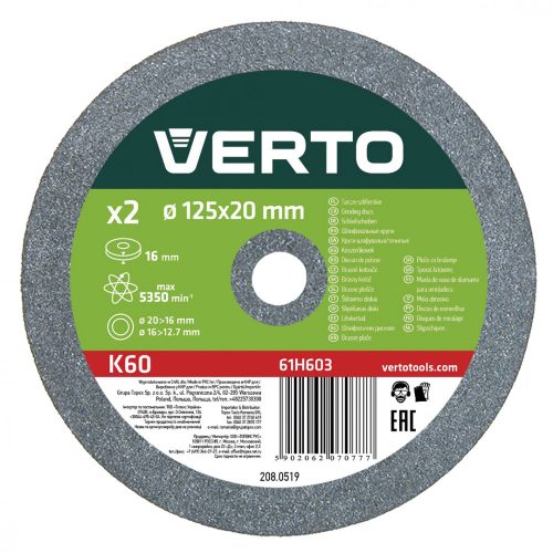 VERTO KÖSZÖRŰKORONG 125MM 2 db. (61H603)