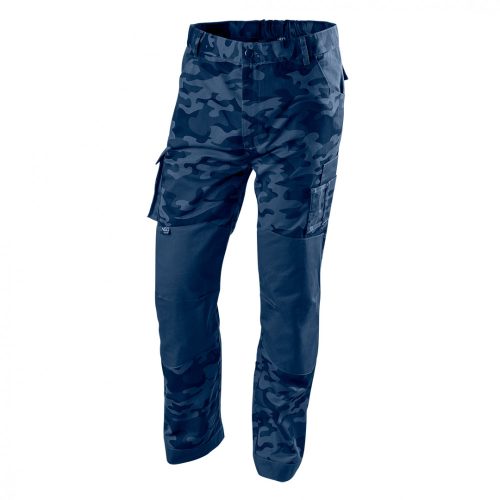 NEO Munkanadrág tengerészkék terepmintás, Camo, Navy, 60% pamut + 40% poliészter, XS (81-223-XS)