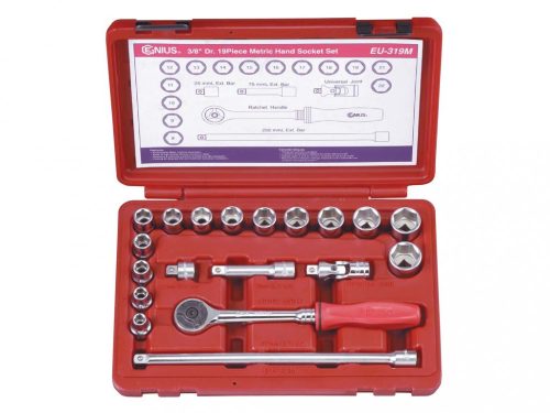 Genius Tools crowafej készlet, metrikus, 3/8", 19 darabos (EU-319M)