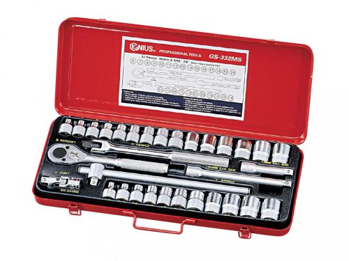 Genius Tools crowafej készlet, metrikus+colos, 3/8", 32 darabos (GS-332MS)