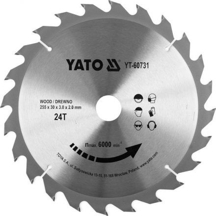 YATO Fűrésztárcsa fához 255 x 30 x 2,0 mm / 24T (YT-60731)