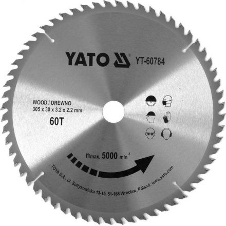 YATO Fűrésztárcsa fához 305 x 30 x 2,0 mm / 60T (YT-60784)