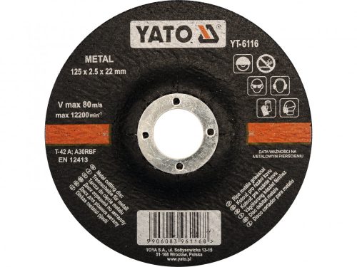 YATO VÁGÓKORONG FÉMRE 125 X 2,5 X 22,2 MM (YT-6116)