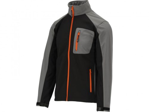 YATO Munkavédelmi softshell kabát fekete-szürke 2XL-es méret 3 zsebes (YT-79534)